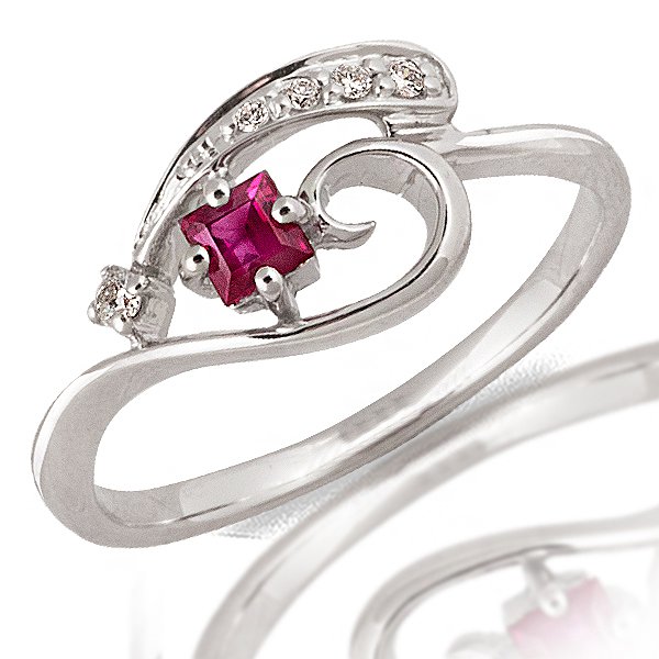 Каблучка з білого золота з діамантами та рубіном Lurie Jewelry R46185AOR