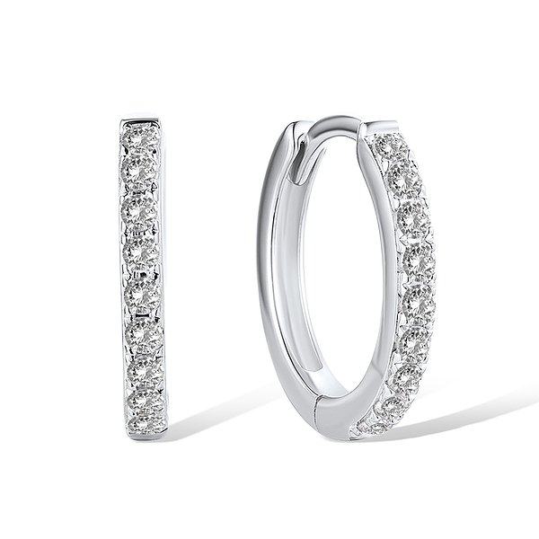 Сережки-конго з білого золота з діамантами 0,21 карата Lurie Jewelry