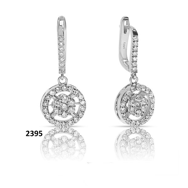 Серьги-подвески из белого золота с 64 бриллиантами 1,24 карата Soul Diamonds BUH-7586E/7409