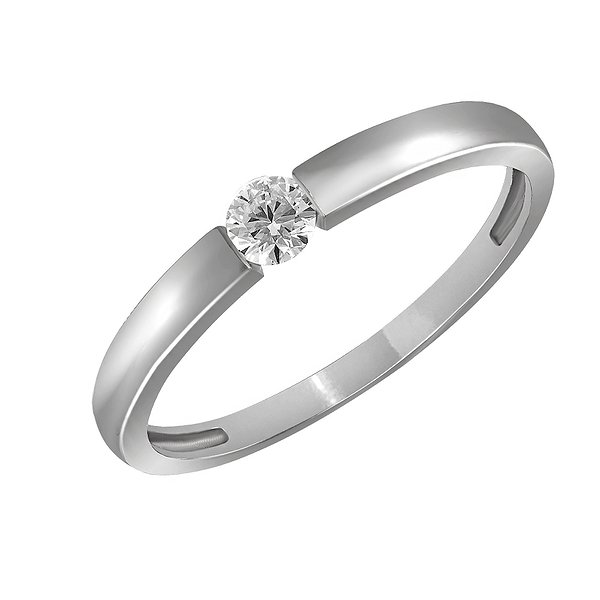 Обручка з білого золота з діамантом 0,15 карата Soul Diamonds
