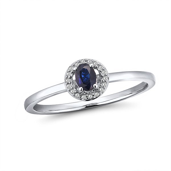 Кольцо из белого золота с 18 бриллиантами и сапфиром Lurie Jewelry