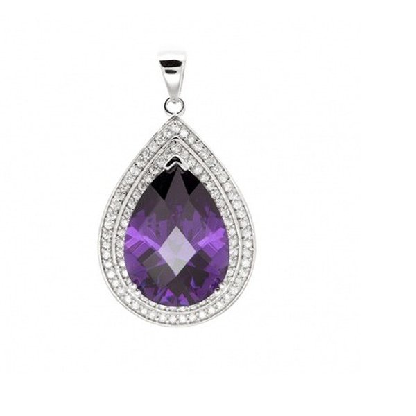 Срібний кулон із фіолетовими та білими фіанітами Lurie Jewelry