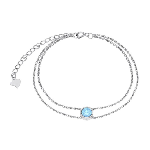 Серебряный браслет плетения «Якорь» с голубым опалом Silvex925