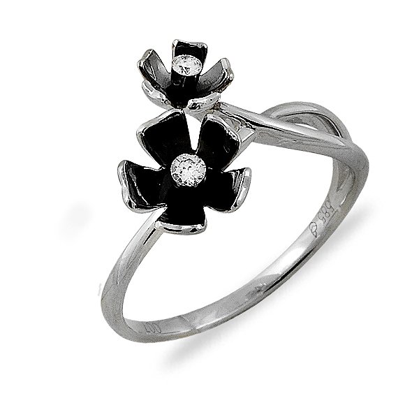 Кольцо из белого золота с бриллиантами и эмалью Lurie Jewelry 7R33520