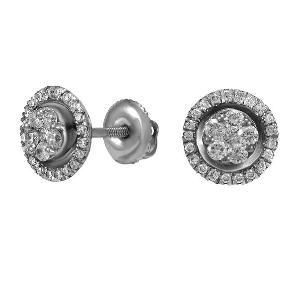 Серьги-пусеты из белого золота с 52 бриллиантами 0,5 карата Soul Diamonds BUH-7205