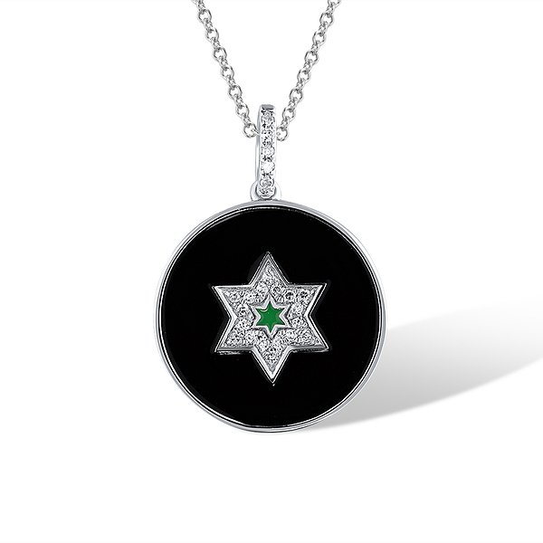 Кулон із білого золота з 23 діамантами та емаллю Lurie Jewelry