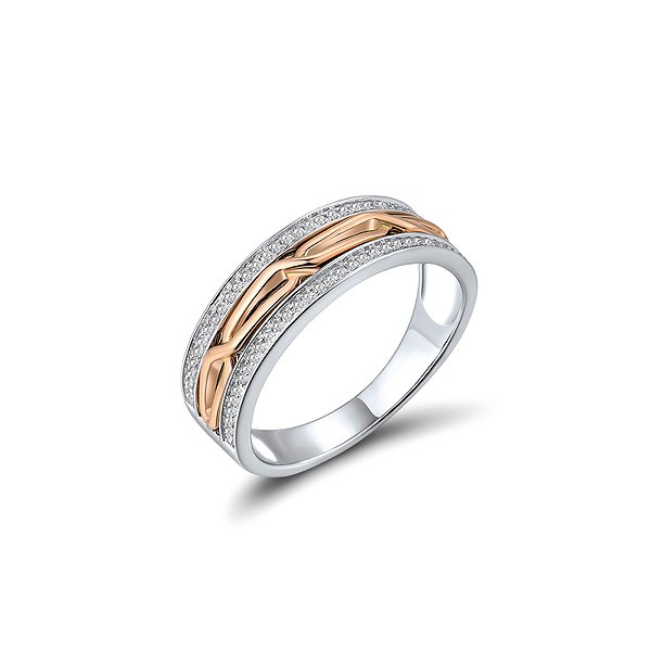 Обручка з білого золота з діамантами 0,12 карата Lurie Jewelry