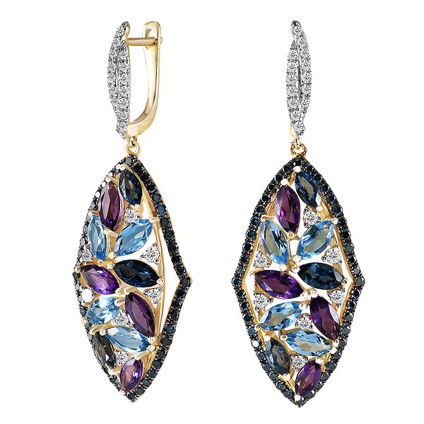 Сережки-підвіски з жовтого золота з діамантами 1,17 карата Lurie Jewelry 5E29232R