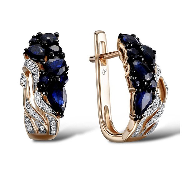 Золоті сережки з діамантами 0,72 карата та сапфірами Lurie Jewelry