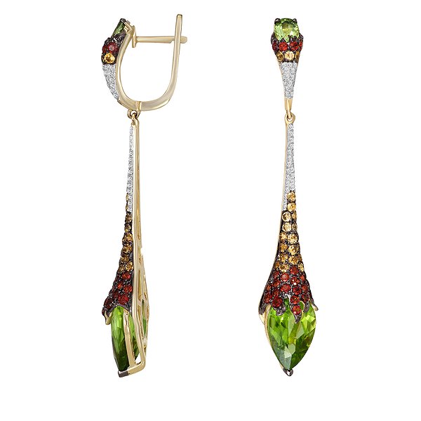 Серьги-подвески из жёлтого золота с бриллиантами 0,24 карата Lurie Jewelry 10E307457