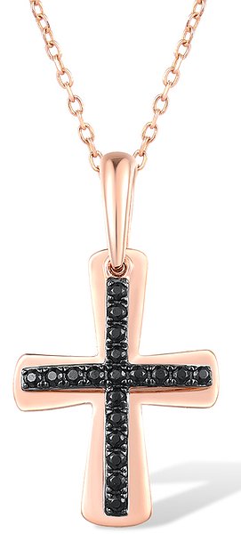 Золотий хрестик 375 проби з чорними шпінелями Lurie Jewelry 375P316252BSN9KRB