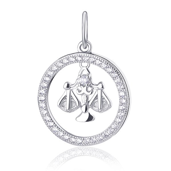 Серебряный кулон знак зодиака «Весы» с фианитами Silvex925