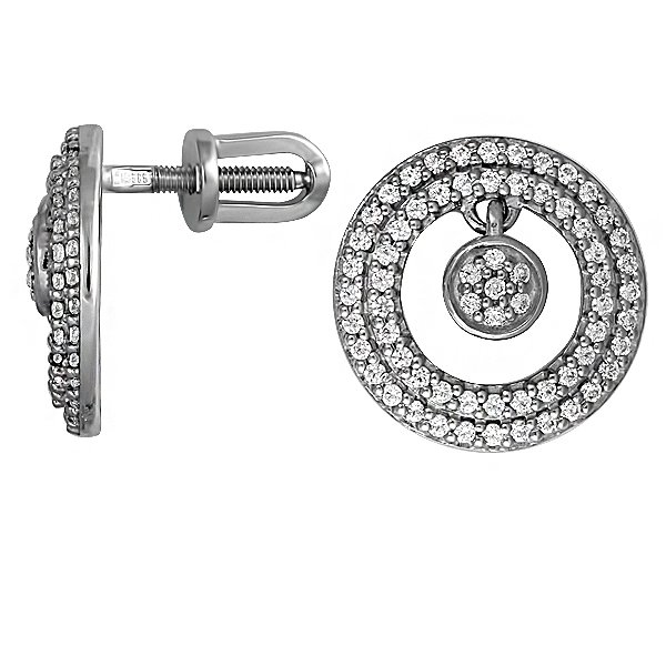 Сережки-пусети з білого золота з фіанітами Lurie Jewelry 8E37841