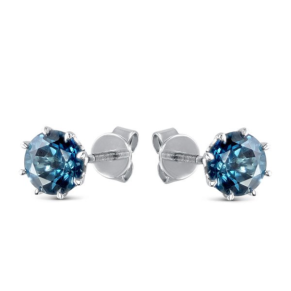 Серьги-пусеты из белого золота с 2 голубыми топазами Lurie Jewelry
