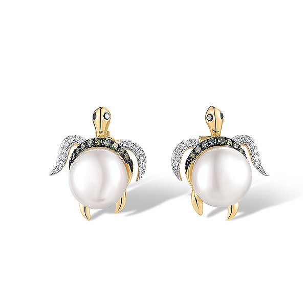 Сережки-пусети з жовтого золота з діамантами 0,17 карата Lurie Jewelry