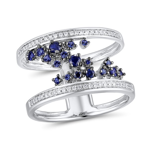 Фалангова каблучка з білого золота з діамантами 0,17 карата Lurie Jewelry
