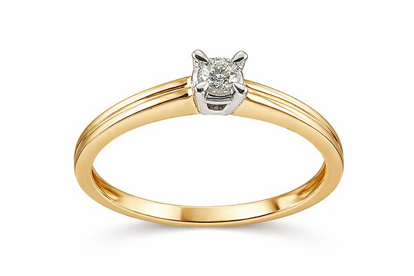 Кольцо для помолвки из жёлтого золота с бриллиантом 0,1 карата Lurie Jewelry 11RAXAM04XOP