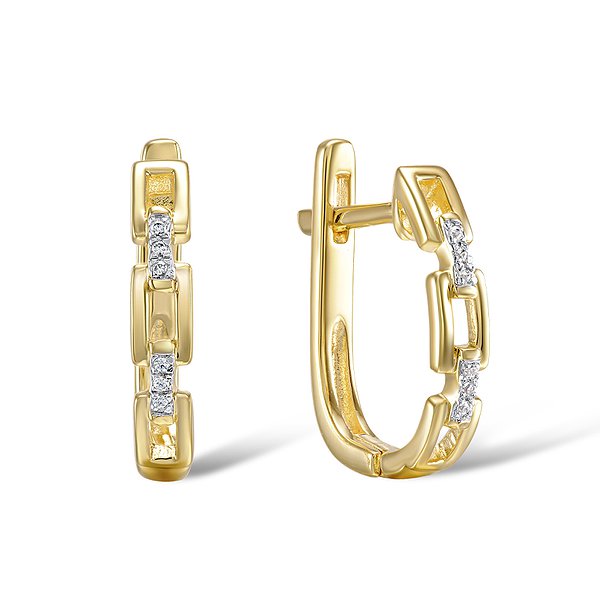 Серьги из жёлтого золота с 12 бриллиантами Lurie Jewelry