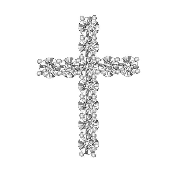 Крестик из белого золота с 11 бриллиантами Lurie Jewelry