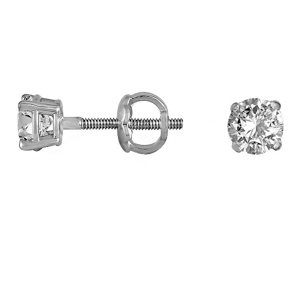 Серьги-пусеты из белого золота с 2 бриллиантами 0,6 карата Soul Diamonds BUH-6124/30
