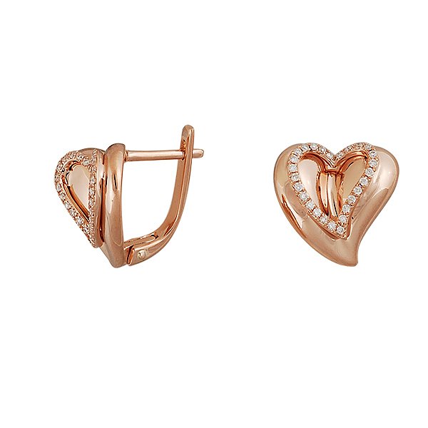 Золотые серьги «Сердце» с 54 бриллиантами 0,28 карата Lurie Jewelry E45083BOS