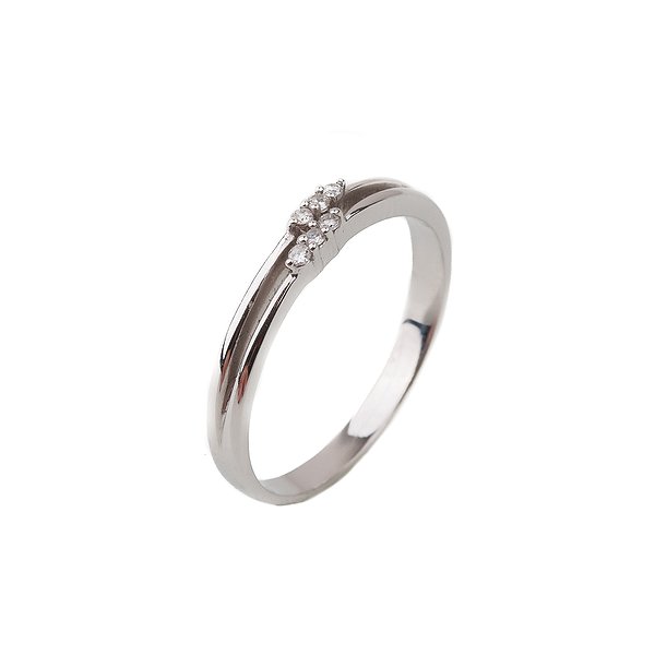 Обручка з білого золота з діамантами
