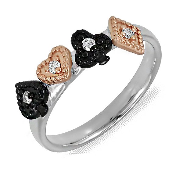 Каблучка з білого золота з 4 діамантами Lurie Jewelry R53195AO2