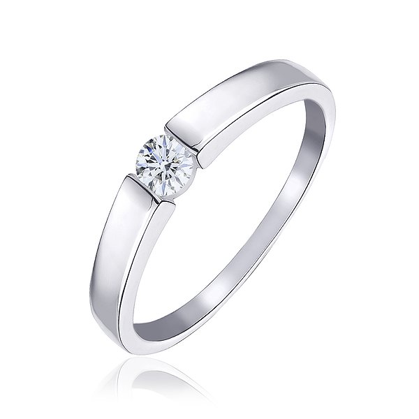 Серебряное обручальное кольцо с фианитом Silvex925