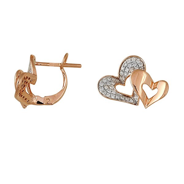 Золоті сережки «Серце» з 76 діамантами 0,28 карата Lurie Jewelry E46376AOS