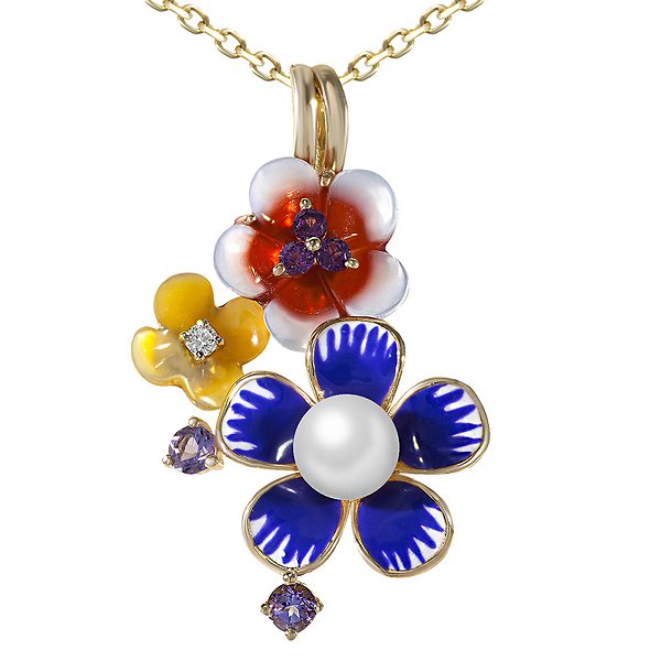 Кольє з жовтого золота з діамантом та емаллю Lurie Jewelry 7PY12231Y