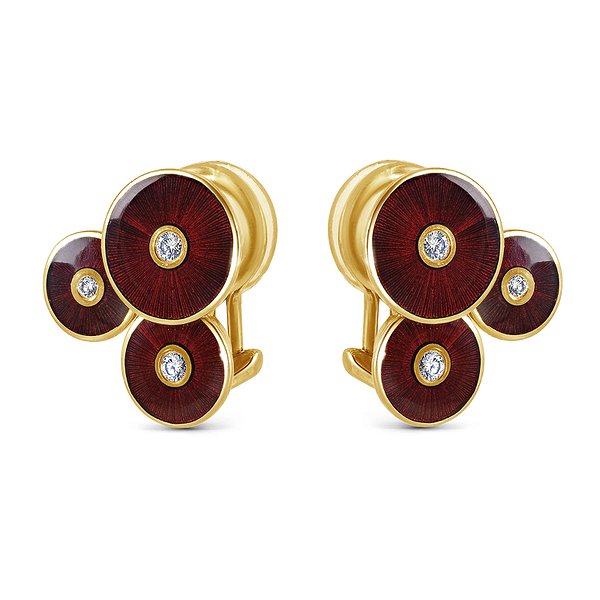 Faberge Сережки з жовтого золота 750 проби з діамантами 0,2 карата та емаллю F2496AR