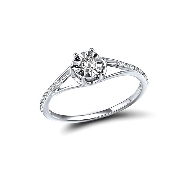 Каблучка на заручини з білого золота з діамантами 0,16 карата Lurie Jewelry