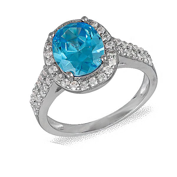 Серебряное кольцо с голубыми и белыми фианитами Silvex925