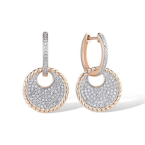 Золоті сережки-підвіски з діамантами 0,37 карата Lurie Jewelry