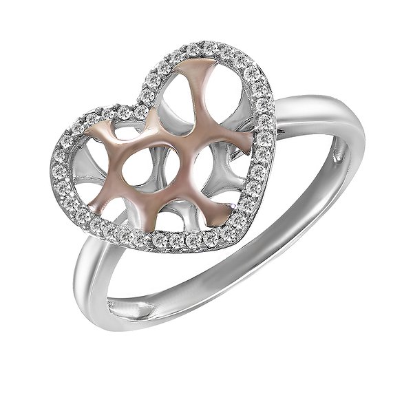 Каблучка «Серце» з білого золота з діамантами 0,13 карата Lurie Jewelry 8R37228