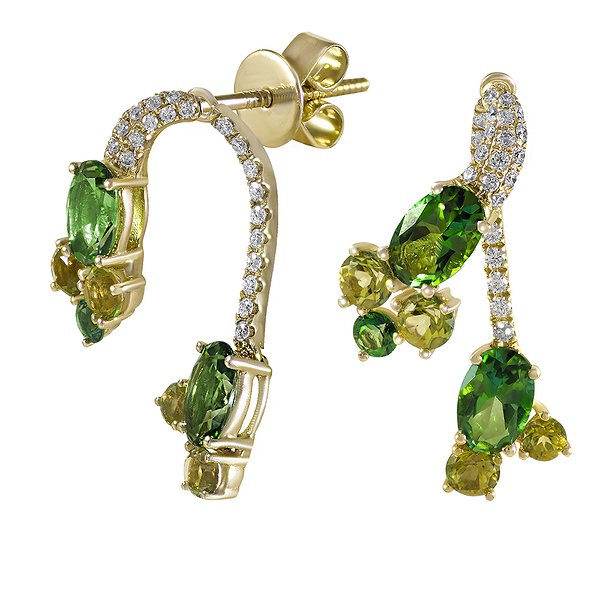 Серьги-пусеты из жёлтого золота с бриллиантами 0,11 карата Lurie Jewelry 7E40691