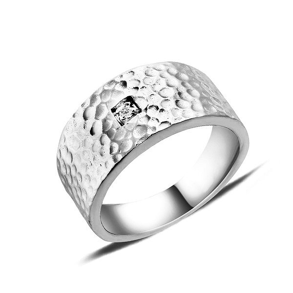 Мужское серебряное обручальное кольцо с фианитом и алмазной гранью Lurie Jewelry