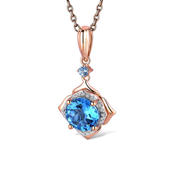 Золотой кулон с бриллиантами и голубыми топазами Lurie Jewelry