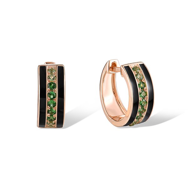 Золоті сережки-конго із зеленими гранатами та емаллю Lurie Jewelry