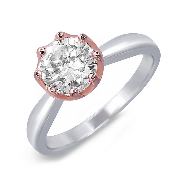 Срібна каблучка на заручини з позолотою з фіанітом Lurie Jewelry