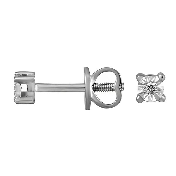 Серьги-пусеты из белого золота с 2 бриллиантами Lurie Jewelry EDA7787D