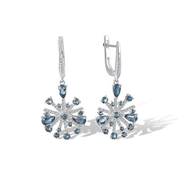 Сережки-підвіски з білого золота з діамантами 0,23 карата Lurie Jewelry