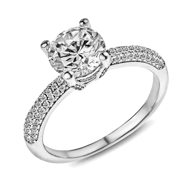 Срібна каблучка на заручини з фіанітами в стилі паве Lurie Jewelry