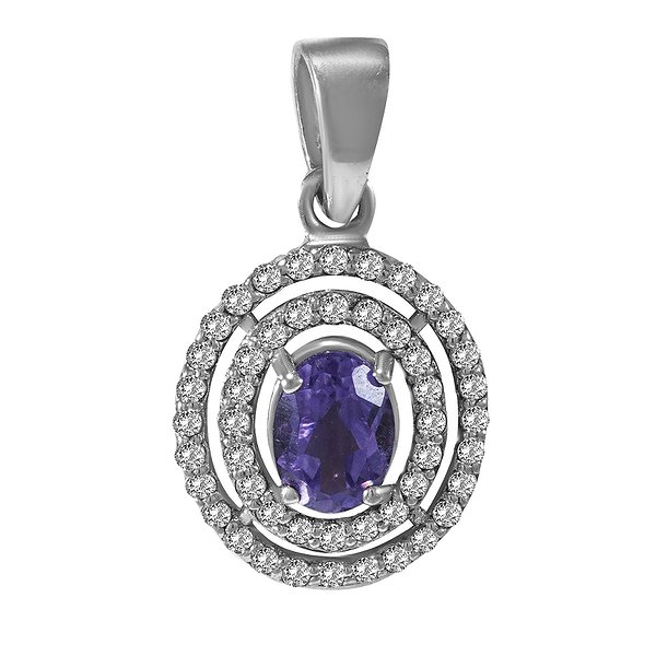 Срібний кулон з аметистом та фіанітами Lurie Jewelry