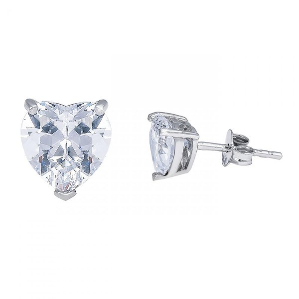 Серебряные серьги-пусеты «Сердце» с фианитами огранки «сердце» Lurie Jewelry
