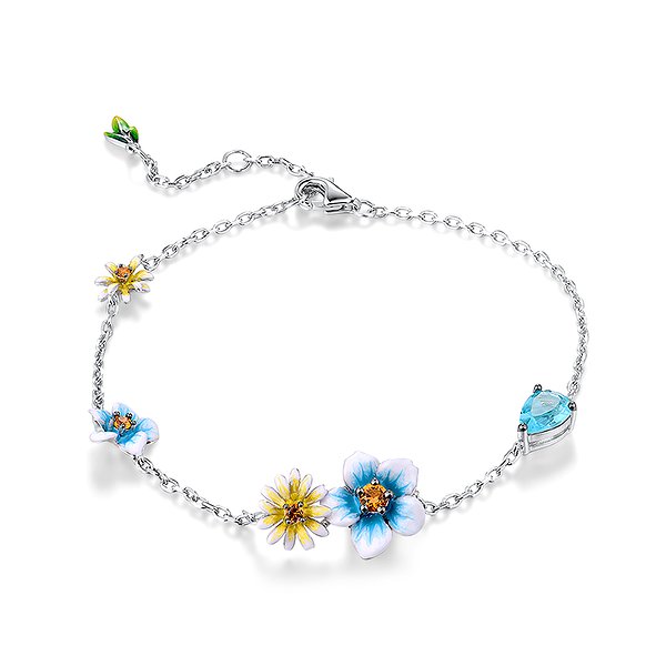 Серебряный браслет плетения «Якорь» с эмалью Lurie Jewelry
